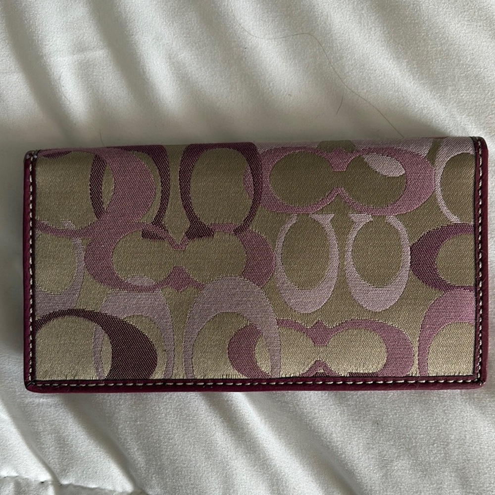 Coach Signature Canvas Wallet - Purple and Tan